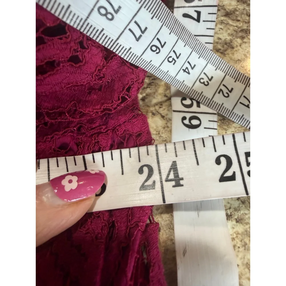 Women's Eva Mendes New York & Company Burgundy Lace Long Sleeve Dress XXL